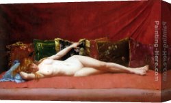 Allongee Canvas Paintings - Femme nue allongee by Edmond Grandjean