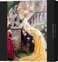Leighton Flaming June Canvas Paintings - Alain Chartier by Edmund Blair Leighton