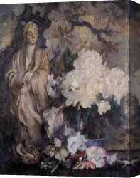 Oriental Canvas Paintings - Still Life with Oriental Statue by Edmund Charles Tarbell