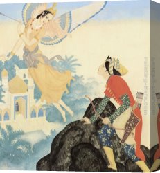 Prince Canvas Paintings - Peri Banu and Prince Achmed by Edmund Dulac