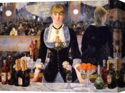 Manet Canvas Paintings - A Bar at the Folies-Bergere by Edouard Manet