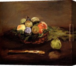 Manet Canvas Paintings - Basket Of Fruit by Edouard Manet
