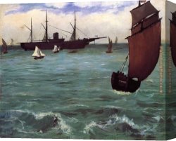 Marshal Ney on Horseback Fighting The Wind Canvas Paintings - Fishing Boat Coming in Before the Wind by Edouard Manet