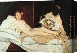 Manet Canvas Paintings - Olympia by Edouard Manet