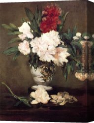 Manet Canvas Paintings - Peonies In A Vase by Edouard Manet