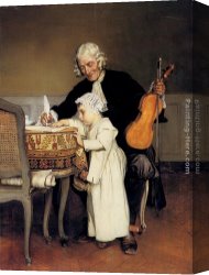 Eduard Canvas Paintings - The Music Lesson by Eduard Charlemont