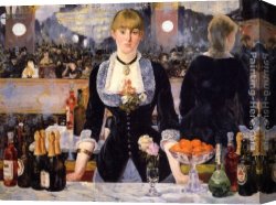 Eduard Canvas Paintings - A Bar at the Folies-Bergere by Eduard Manet