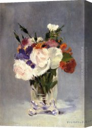 Eduard Canvas Paintings - Flowers In A Crystal Vase by Eduard Manet