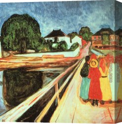 Edvard Canvas Paintings - Girls on a Bridge by Edvard Munch