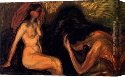 Edvard Canvas Paintings - Man and Woman by Edvard Munch
