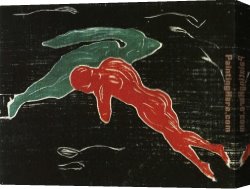 Edvard Canvas Paintings - Meeting in Outer Space by Edvard Munch