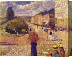 Edvard Canvas Paintings - Spring Day on Karl Johan Street by Edvard Munch