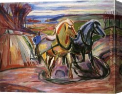 Edvard Canvas Paintings - Spring Plowing by Edvard Munch