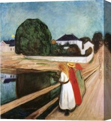Edvard Canvas Paintings - The Girls on the Bridge by Edvard Munch