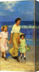 Walk Canvas Paintings - A Walk on the Beach by Edward Henry Potthast