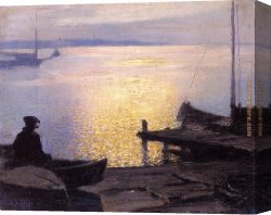 Potthast Canvas Paintings - Along the Mystic River by Edward Henry Potthast