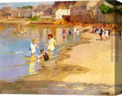 Potthast Canvas Paintings - At the Beach by Edward Henry Potthast