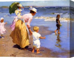 Potthast Canvas Paintings - At the Beach by Edward Henry Potthast