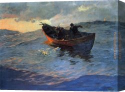 Potthast Canvas Paintings - Struggle for the Catch by Edward Henry Potthast