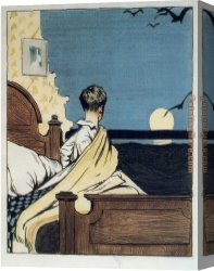 Boy Lighting a Pipe Canvas Paintings - Boy and Moon by Edward Hopper