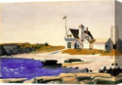 The Light of Peace Canvas Paintings - Coast Guard Station, Two Lights, Maine by Edward Hopper