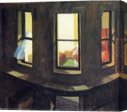 The Night Patrol at Smyrna Canvas Paintings - Night Windows by Edward Hopper