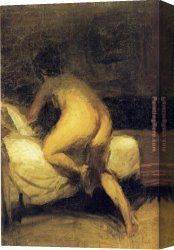 Nude Canvas Paintings - Nude Crawling Into Bed by Edward Hopper