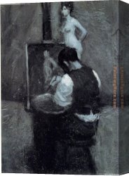 Model Canvas Paintings - Painter and Model by Edward Hopper