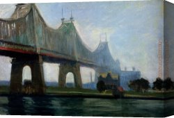 Waterlilies And Japanese Bridge Canvas Paintings - Queensborough Bridge by Edward Hopper