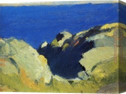 Virgin of The Rocks Canvas Paintings - Rocks and Sea by Edward Hopper
