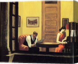 Hopper Canvas Paintings - Room in New York by Edward Hopper