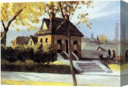 Town Canvas Paintings - Small Town Station by Edward Hopper