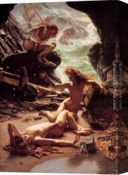 Nymph And Triton Canvas Paintings - The Cave of the Storm Nymphs by Edward John Poynter