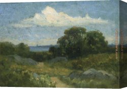 Virgin of The Rocks Canvas Paintings - Landscape (trees and rocks by lake) by Edward Mitchell Bannister