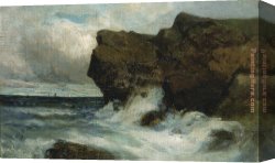 Cliff Canvas Paintings - Ocean Cliffs by Edward Mitchell Bannister