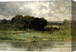 Land Canvas Paintings - Swale Land by Edward Mitchell Bannister