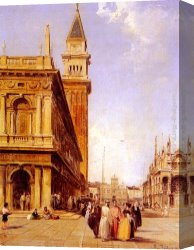 Square Canvas Paintings - St Mark's Square, Venice by Edward Pritchett