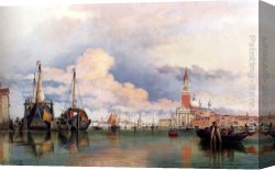 East Bergholt Rectory Canvas Paintings - The Church Of The Gesuati And Riva Delle Zattere, With San Giorgio Maggiore Looking East by Edward William Cooke