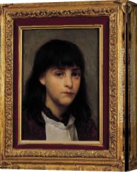 Portrait of a Girl Wearing a Pearl Necklace Canvas Paintings - Portrait of a Young Girl by Edwin Harris