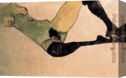 Nude Canvas Paintings - A woman nude body by Egon Schiele