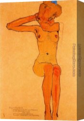 Hair Canvas Paintings - Nude woman hair-dressing by Egon Schiele