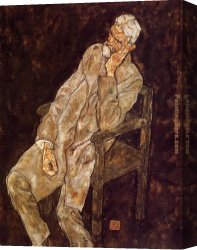 Johannes Vermeer Canvas Paintings - Portrait of an Old Man Johann Harms by Egon Schiele