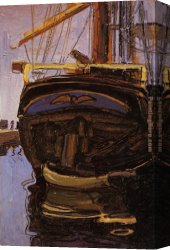 Sailing Canvas Paintings - Sailing Ship with Dinghy by Egon Schiele