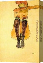 The Seated Nude Canvas Paintings - Seated nude girl by Egon Schiele
