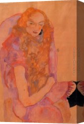 Hair Canvas Paintings - Woman with Long Hair by Egon Schiele
