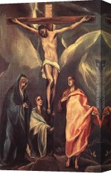 Marie Canvas Paintings - Christ on the Cross with the Two Maries and St John by El Greco