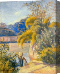 Femme Nue Couchee Canvas Paintings - Deux femmes arabes au bord du Nil by Emile Bernard