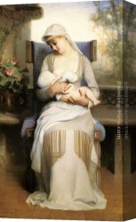 Emile Munier Canvas Paintings - Young Mother Feeding Her Baby by Emile Levy