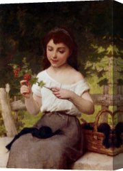 Munier Canvas Paintings - A Sprig of Berries by Emile Munier