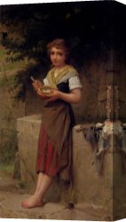 Munier Canvas Paintings - La Jeune Paysanne by Emile Munier